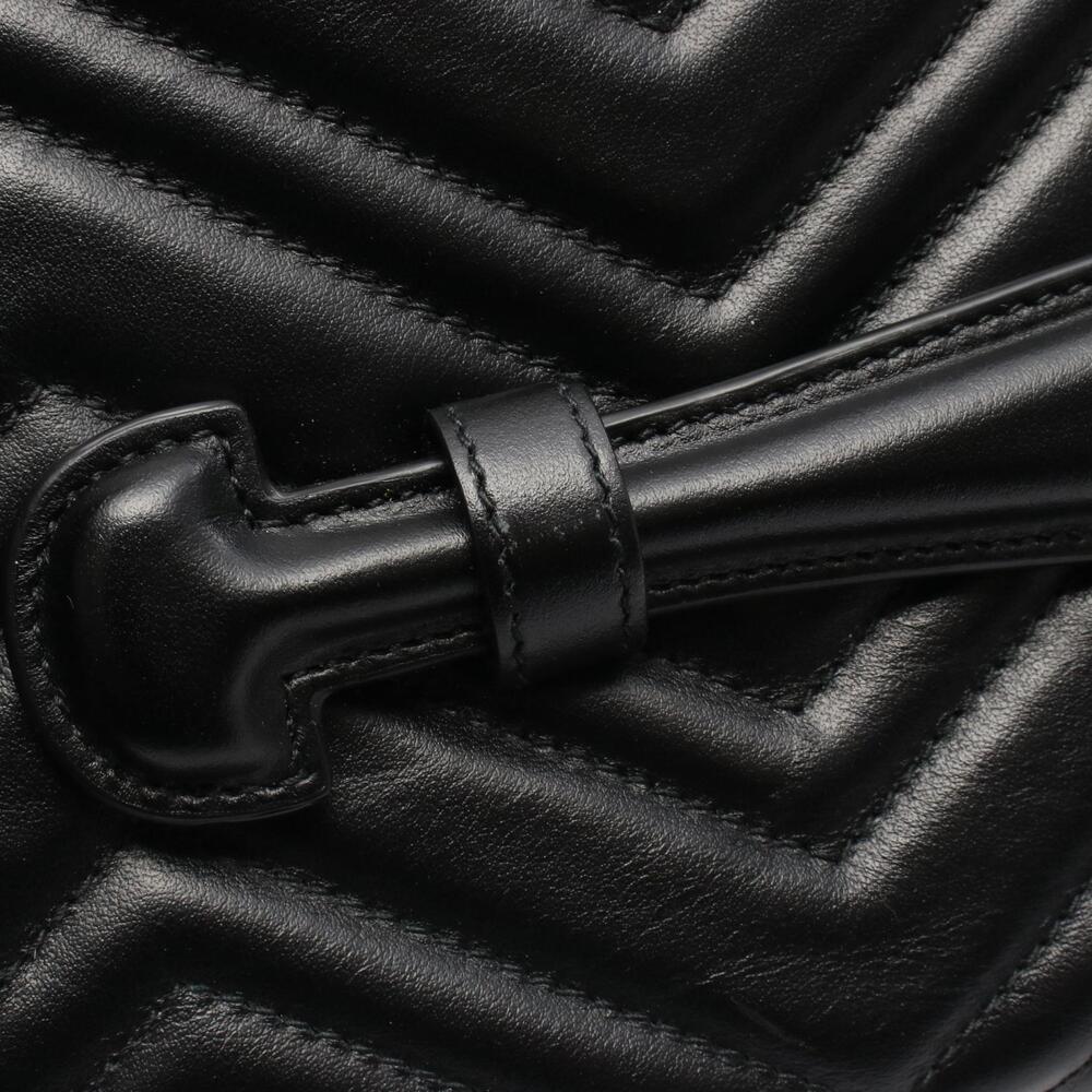Gucci GG Marmont Double GG V stitch Shoulder Bag Leather Black - Picture 4 of 7